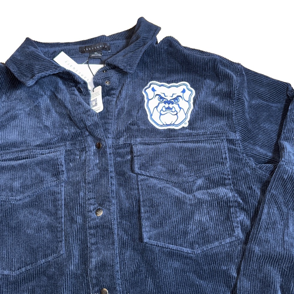 Men's XL Sanctuary Navy Blue Corduroy/bullday Logo NWT  Thick Flannel/jacket
